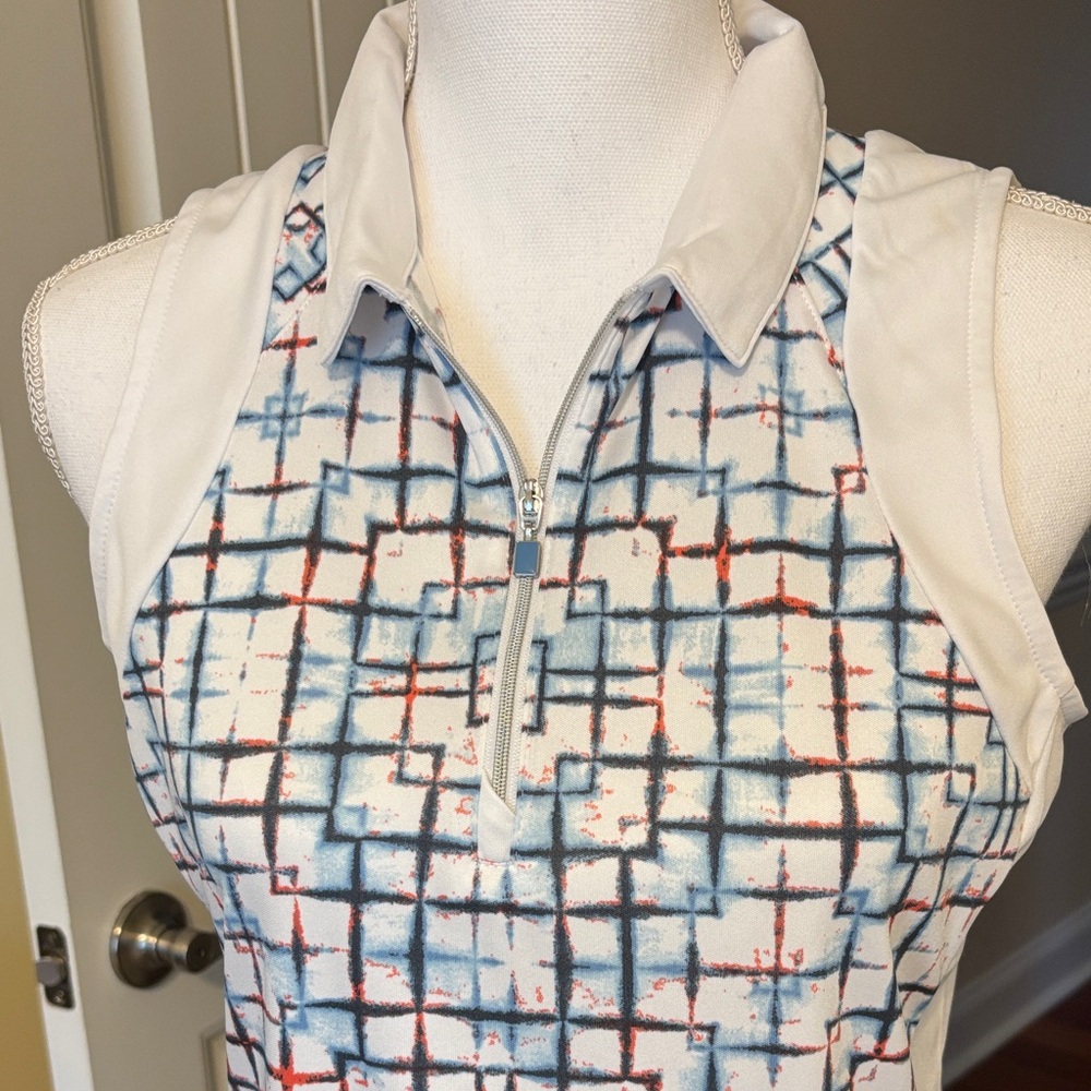 PGA Tour Women's white and blue Jersey Top - Picture 2 of 6